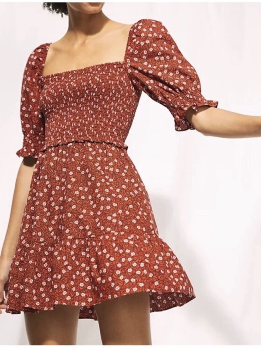 Aritzia Wilfred Angie Floral Mini Dress Sinopia Rustic Size Small